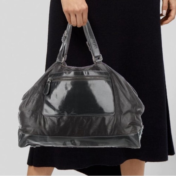 Marni Top Handle Bag in Grey Nylon with Leather Trim and Exterior Pocket - Picture 2 of 6